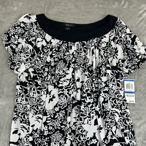 New w tag Style & Co XL Sydney Spring Bloom Blouse black and white floral lined